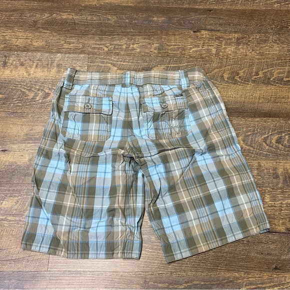 CLEARANCE Vintage Y2K Abercrombie Fitch Womens 0 Tan Blue Plaid Bermuda Shorts - Picture 7 of 8